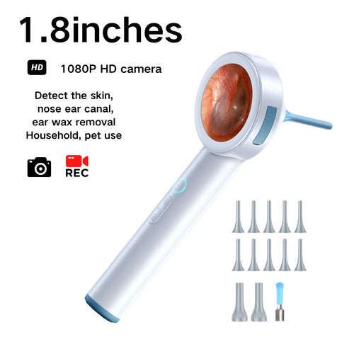 1.8’’ Screen Ear Camera Instant On/Record, Home & Pet Otoscope for Kids/Adults/Dogs/Cats, HD Visual Ear Cleaner